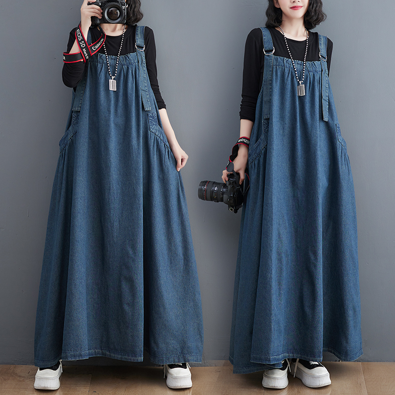 Ethnic Fashion Dress - plus Size Women's Spring Autumn Denim