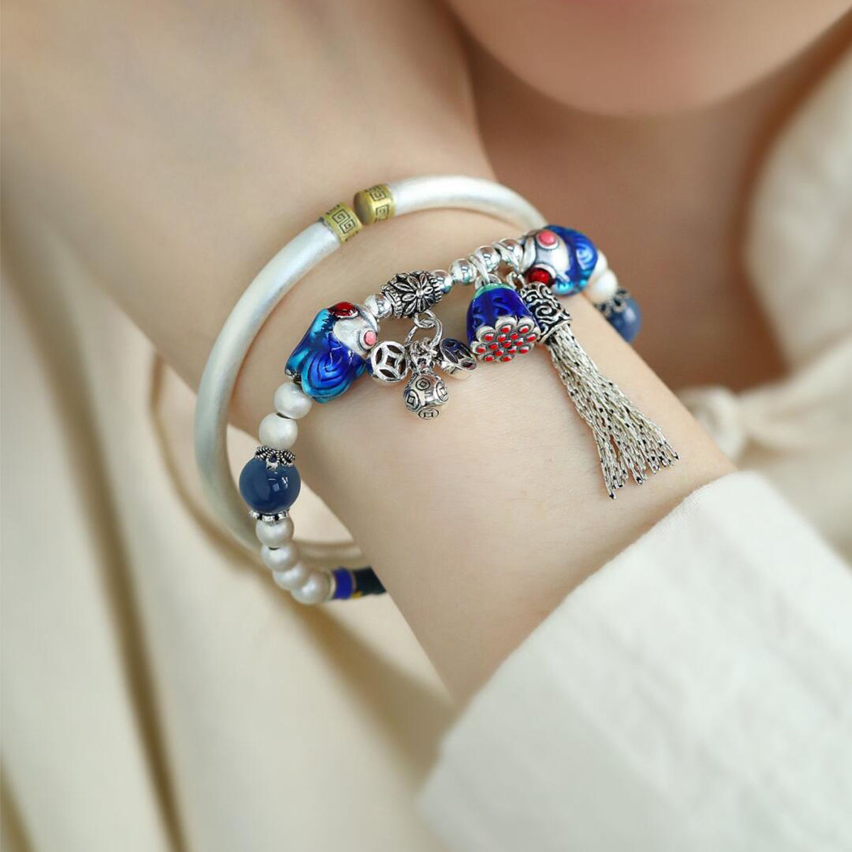 Sterling Silver Twin Fish Lotu - Ethnic Contemporary Fashion 评论和价格