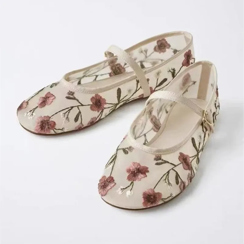 Mesh Embroidered Leisure Balle - Ethnic Fashion For Ladies 评论和价格