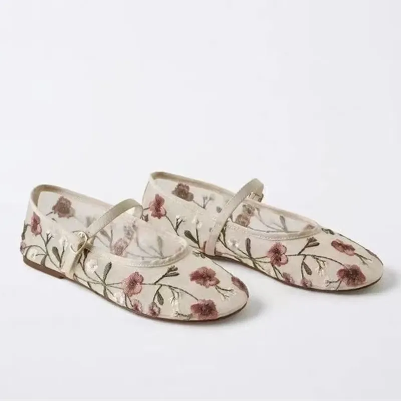 Mesh Embroidered Leisure Balle - Ethnic Fashion For Ladies 评论和价格