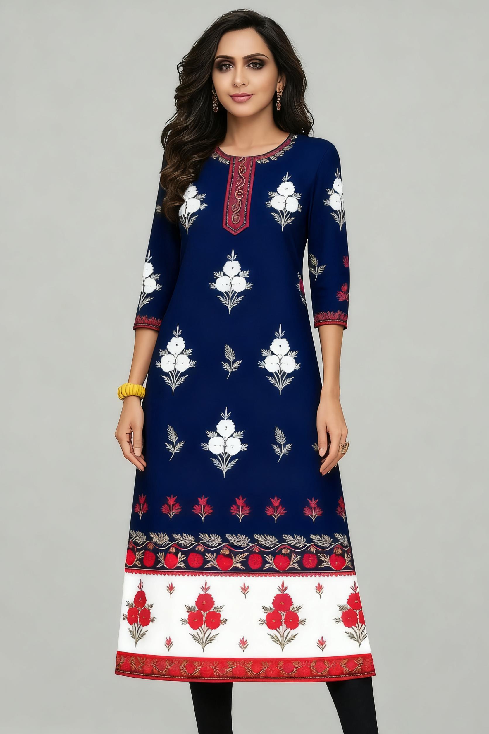 Muslim Kurt Flowers Women's Fa - Ethnic Fashion Kurtis 评论和价格