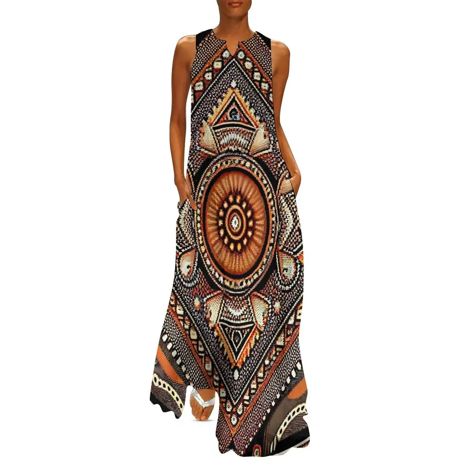 Vintage Ethnic Long Dress Red  - Ethnic Fashion For Ladies 评论和价格