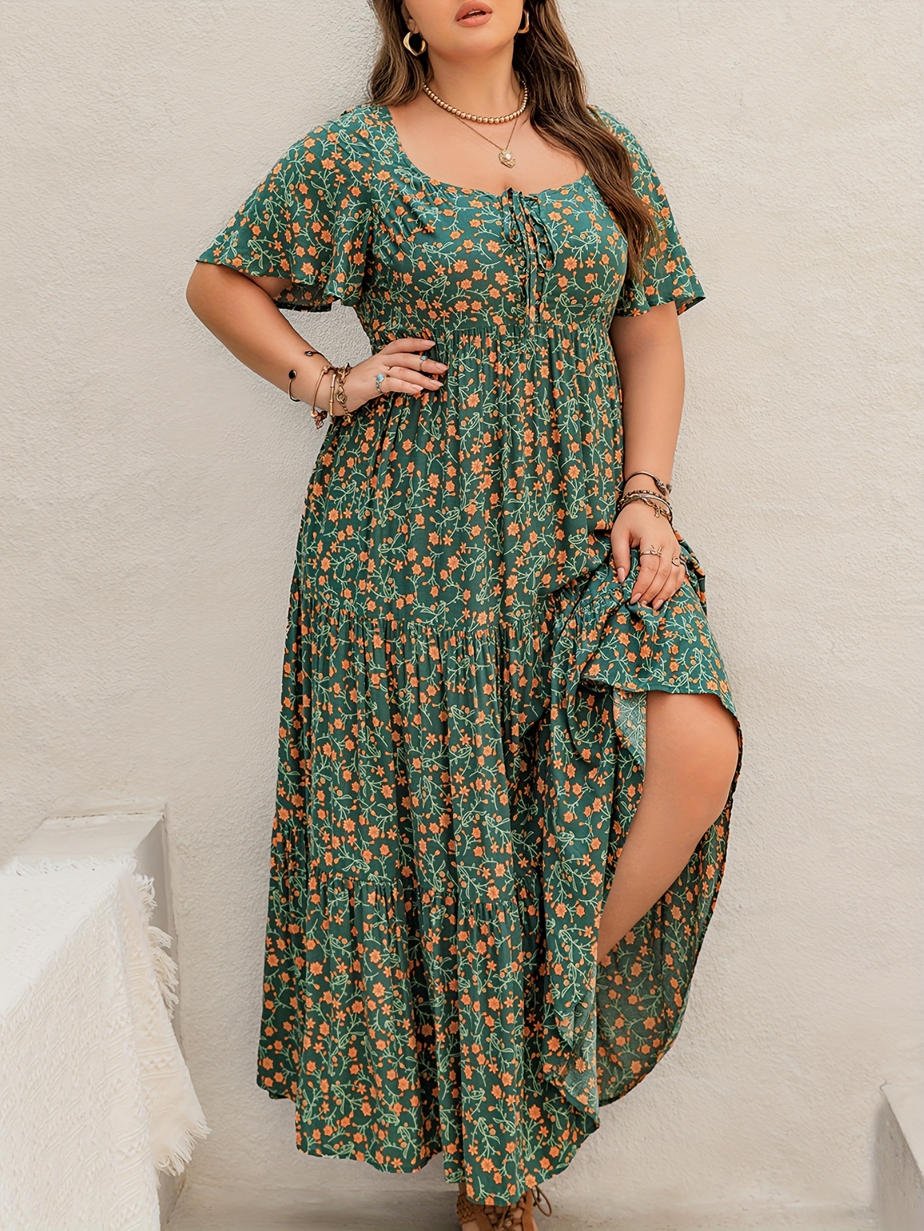 Plus Size Bohemian Long Dress  - Ethnic Fashion Dress 评论和价格