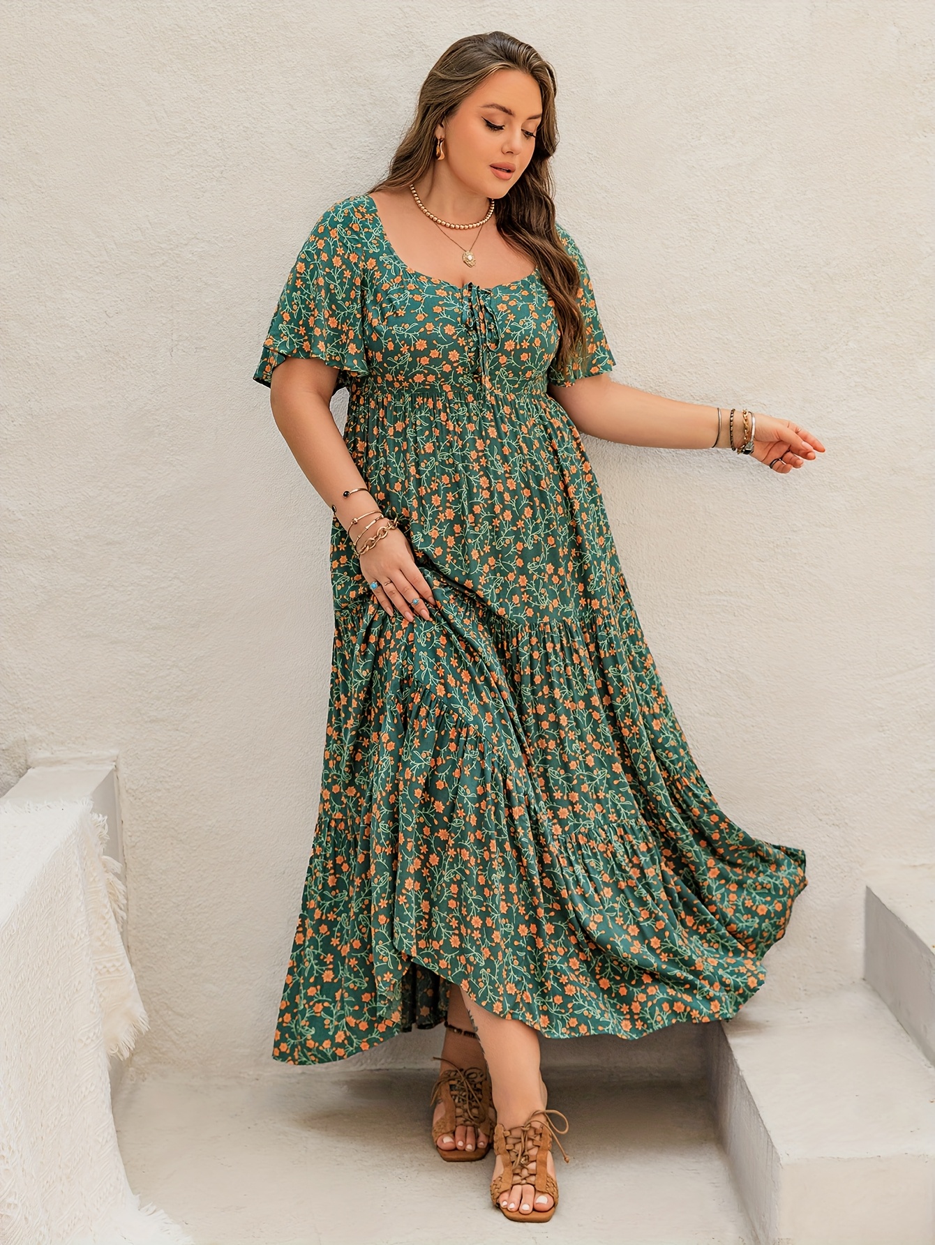 Plus Size Bohemian Long Dress  - Ethnic Fashion Dress 评论和价格