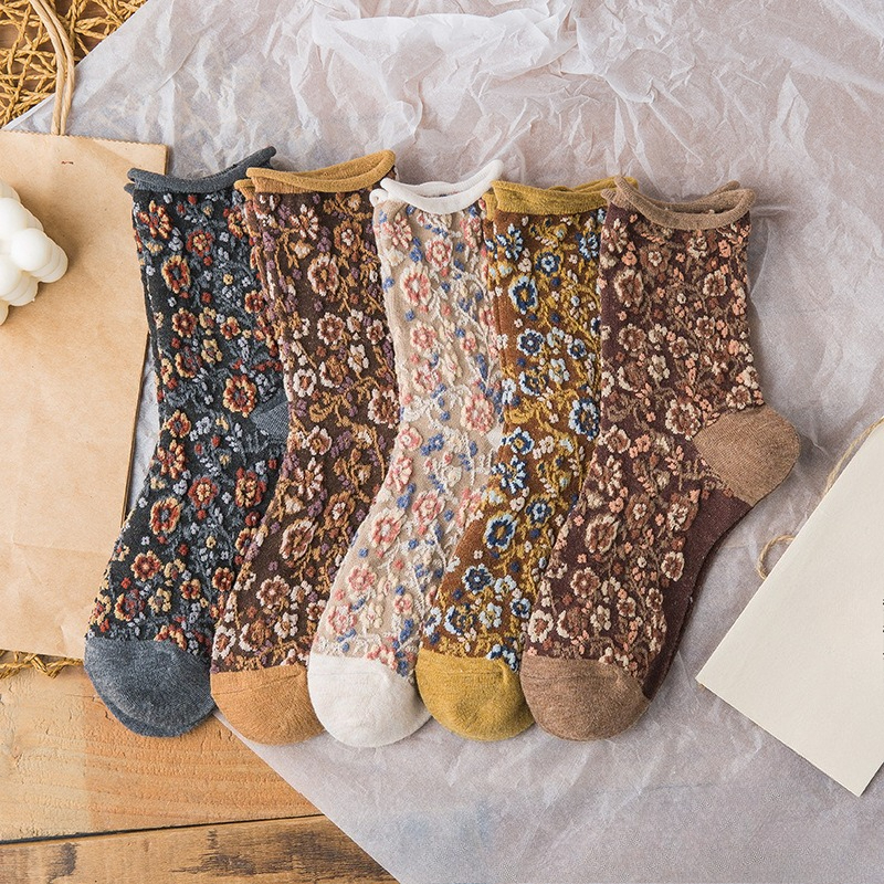 5 Pairs Retro Fashion Niche Fl - Ethnic Fashion Trends 2025 评论和价格