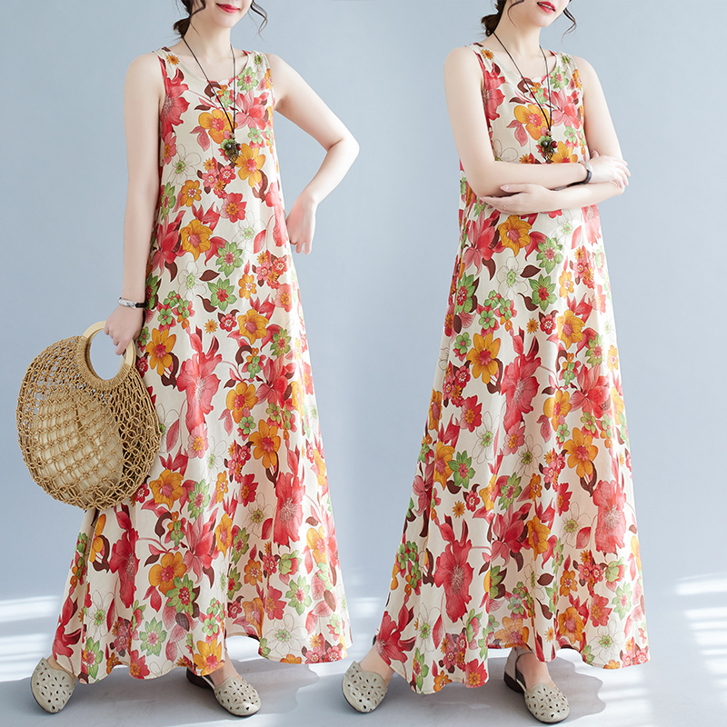 Bohemian Mid-Length Print Dres - Ethnic Fashion Dress 评论和价格