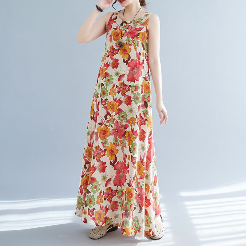 Bohemian Mid-Length Print Dres - Ethnic Fashion Dress 评论和价格