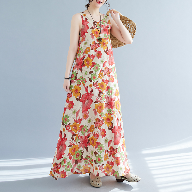 Bohemian Mid-Length Print Dres - Ethnic Fashion Dress 评论和价格
