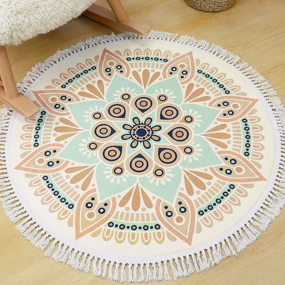 Round Rug Bedroom Tassel Carpe - Ethnic Fashion Online 评论和价格