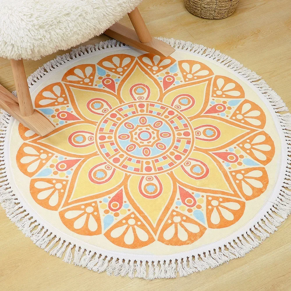 Round Rug Bedroom Tassel Carpe - Ethnic Fashion Online 评论和价格