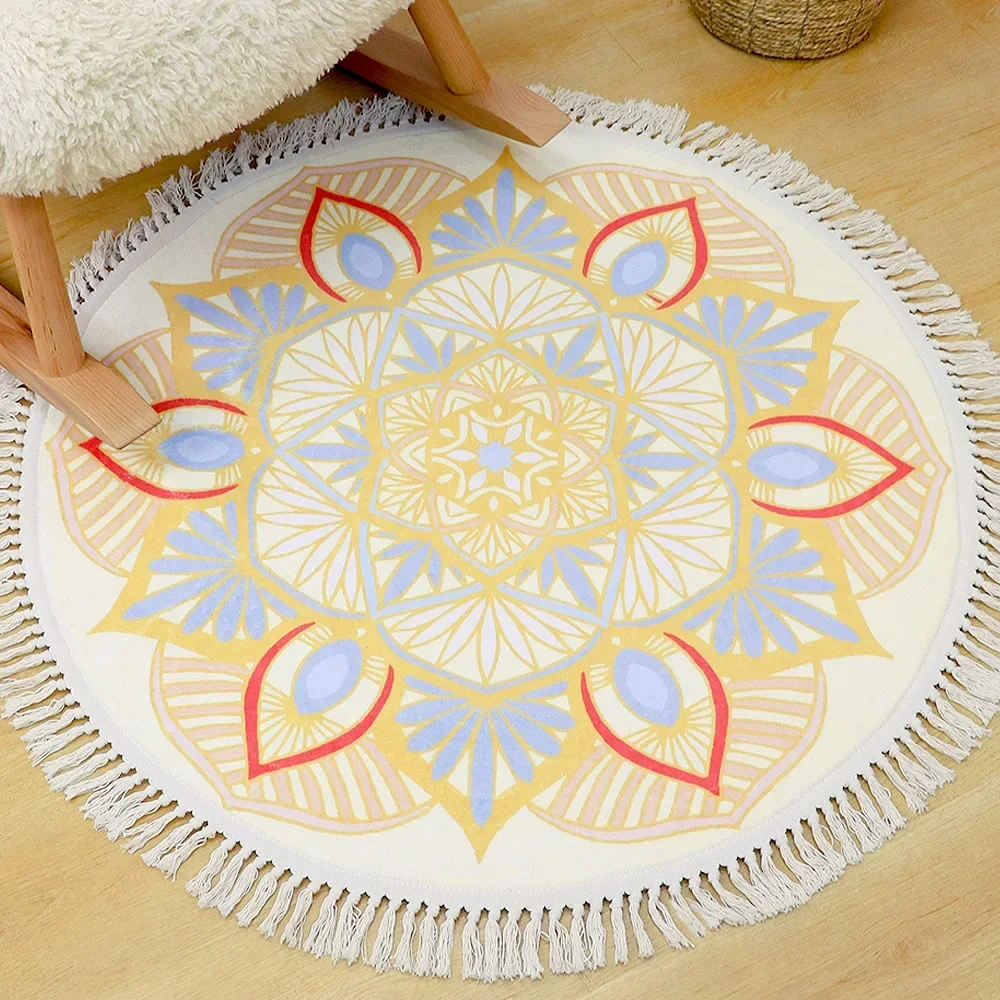Round Rug Bedroom Tassel Carpe - Ethnic Fashion Online 评论和价格