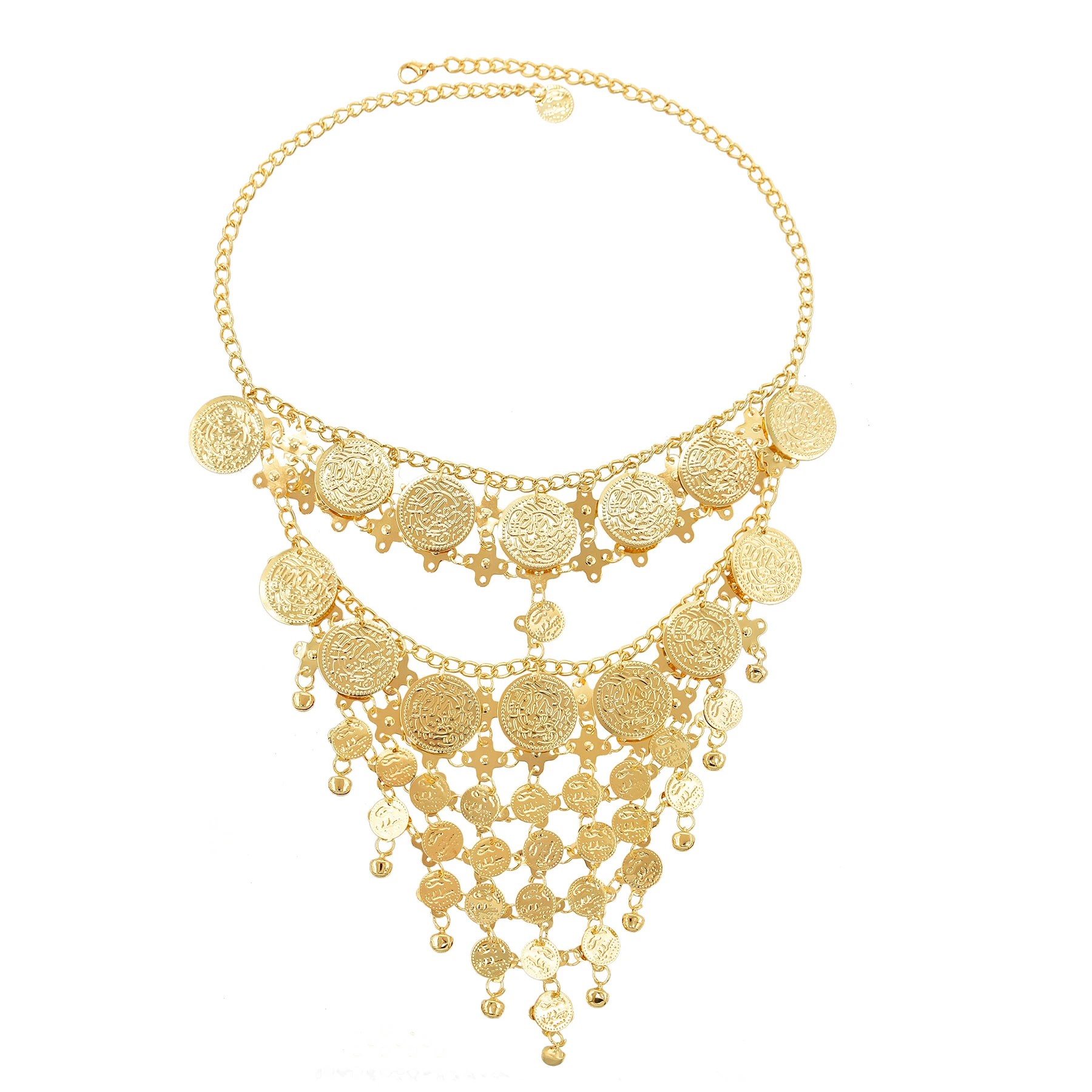 4 Golden Coin Tassel Mask Hair - Fashion Ethnic Indian Clothing 评论和价格