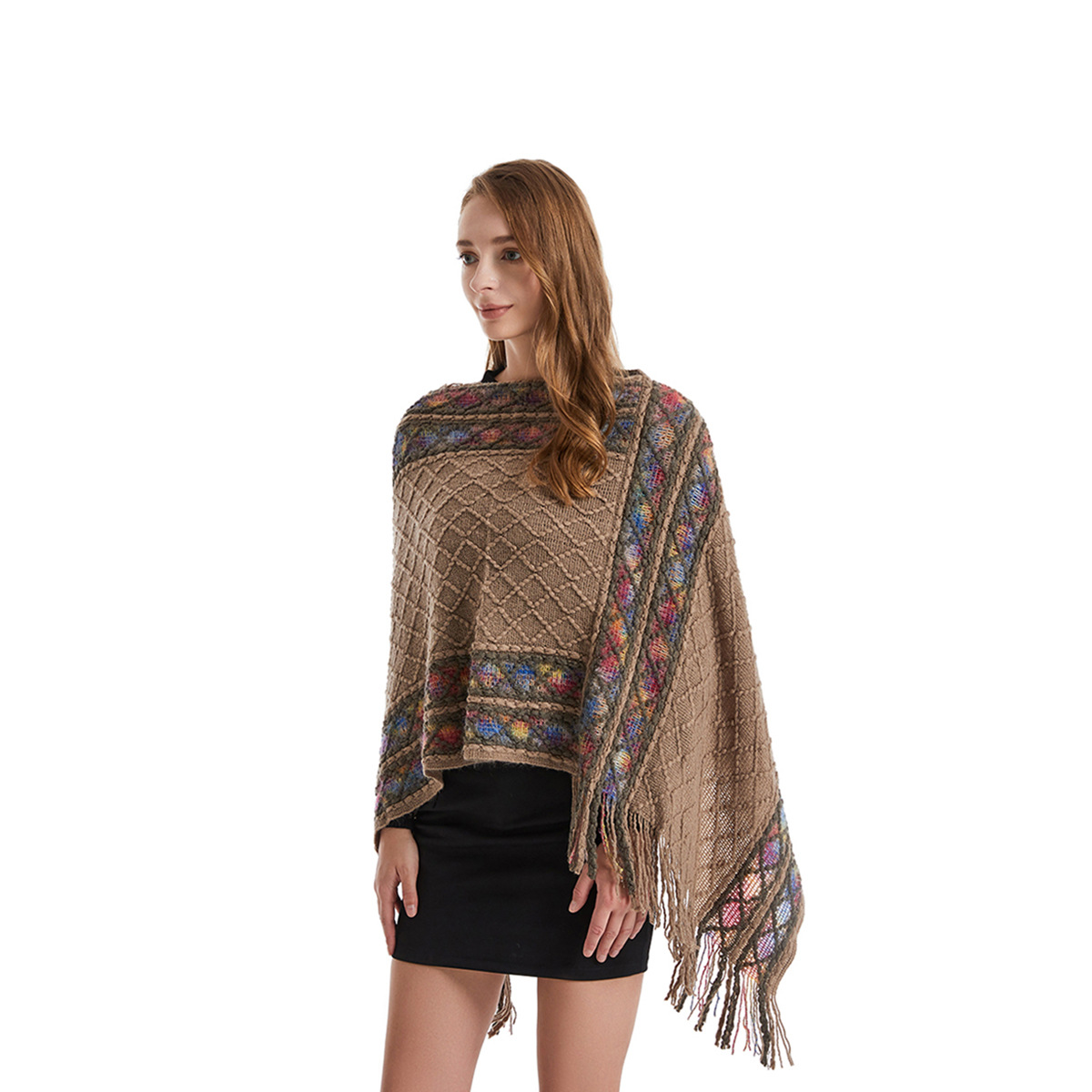 Women Spring Autumn Poncho Uni - Ethnic Fashion For Ladies 评论和价格