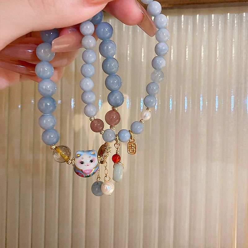 Lucky Cat Charm Blue Safety Lo - Ethnic Contemporary Fashion 评论和价格